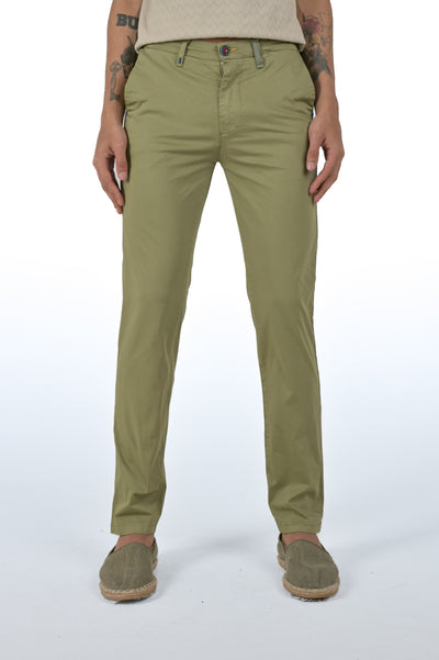 Green Raso Sonic Slim Cotton Trousers SS25