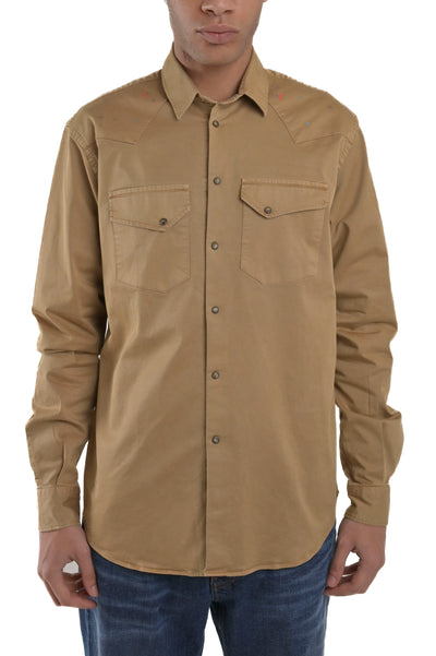 Camicia regular Spy Bull Fantasia biscotto FW24/25