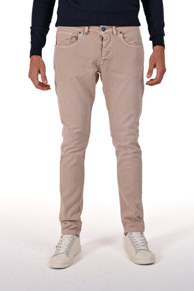 New London Bull Beige Slim Cotton Trousers FW24/25