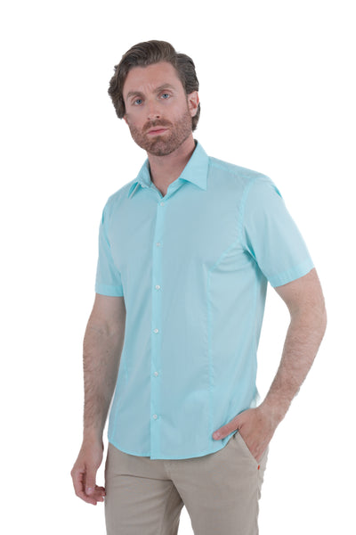 Camicia in Cotone regular Mezza Manica verde acqua SS25
