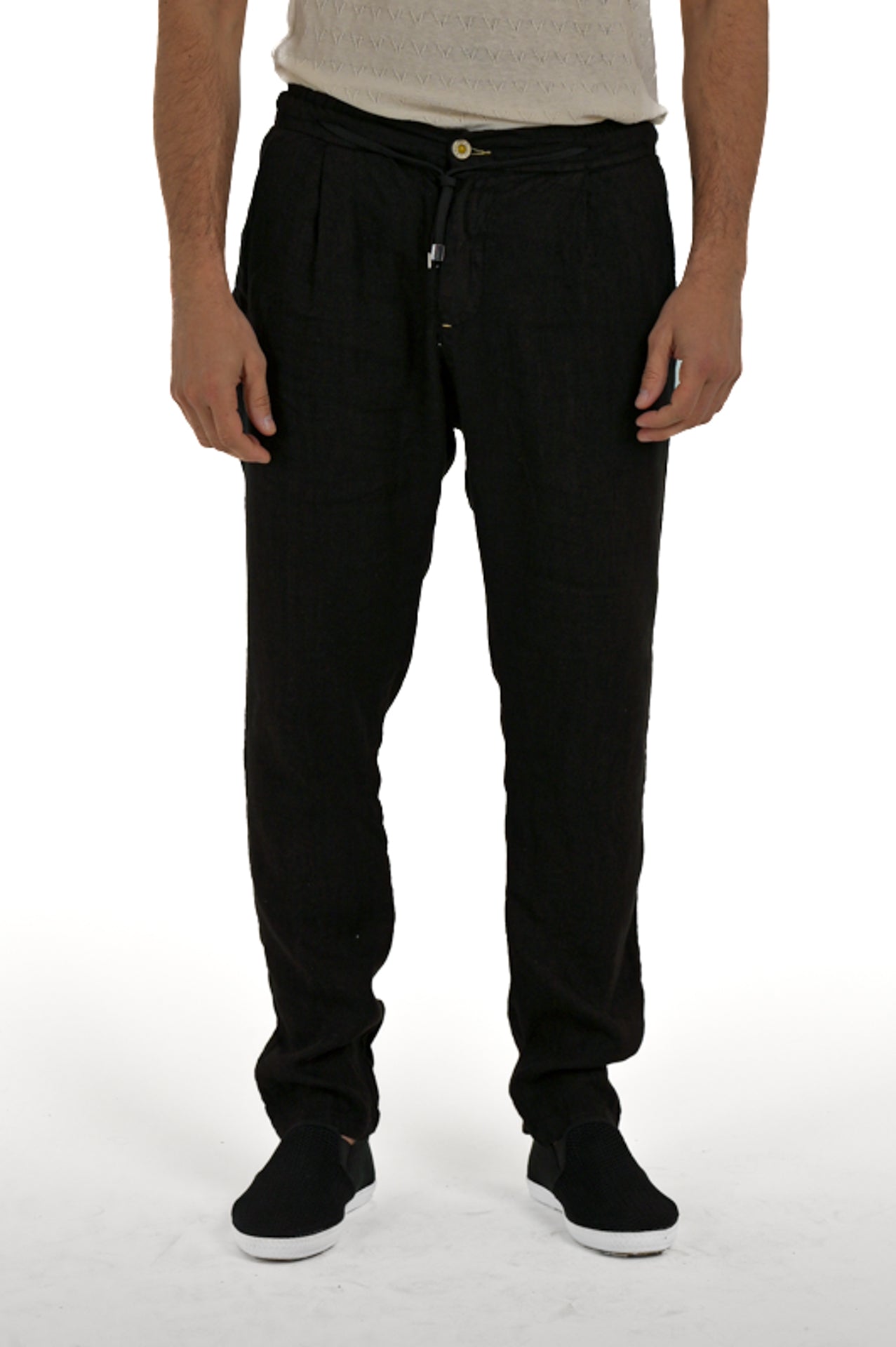 Pantaloni in lino tapered Roby Nero SS25