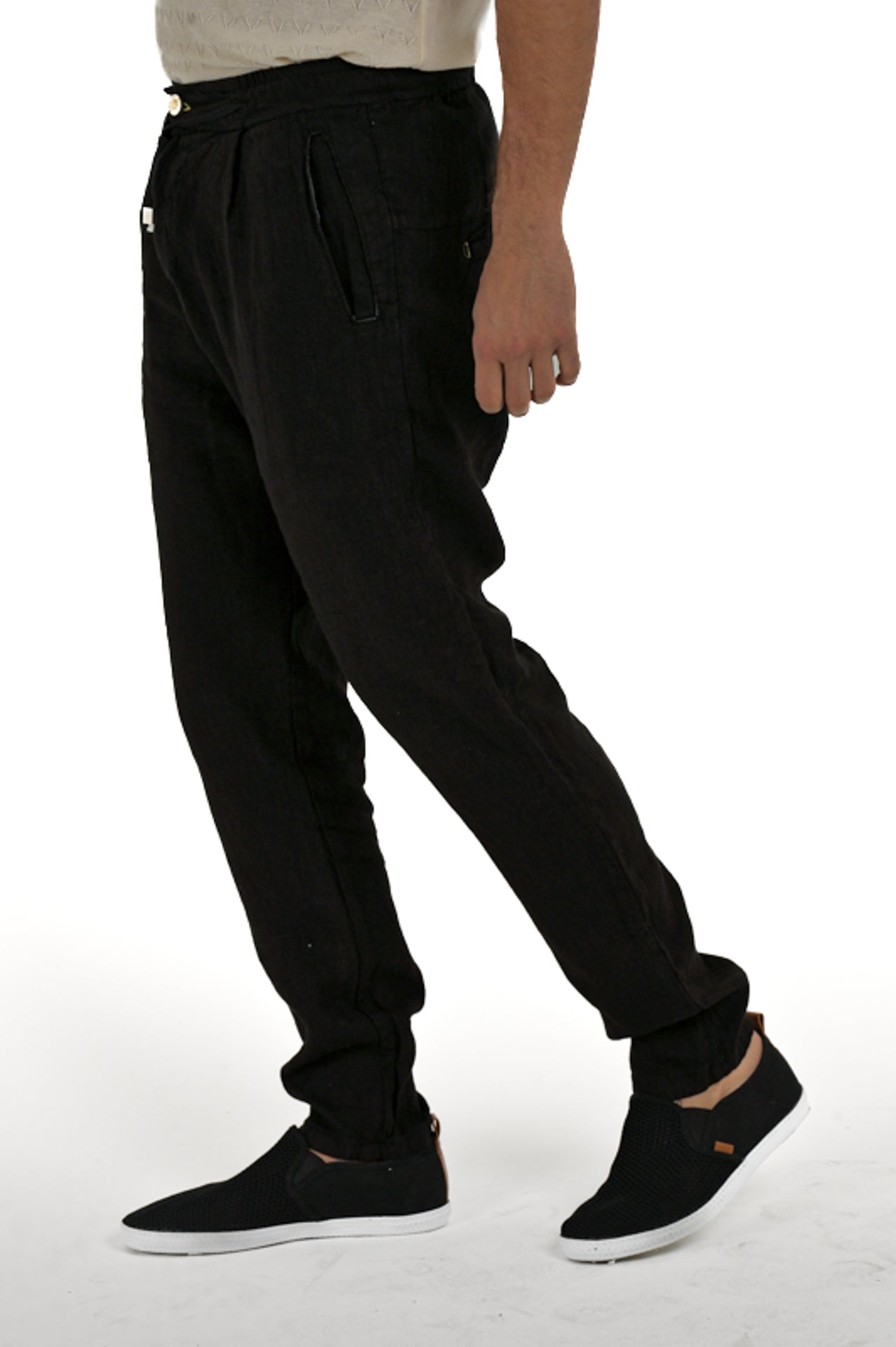 Pantaloni in lino tapered Roby Nero SS25