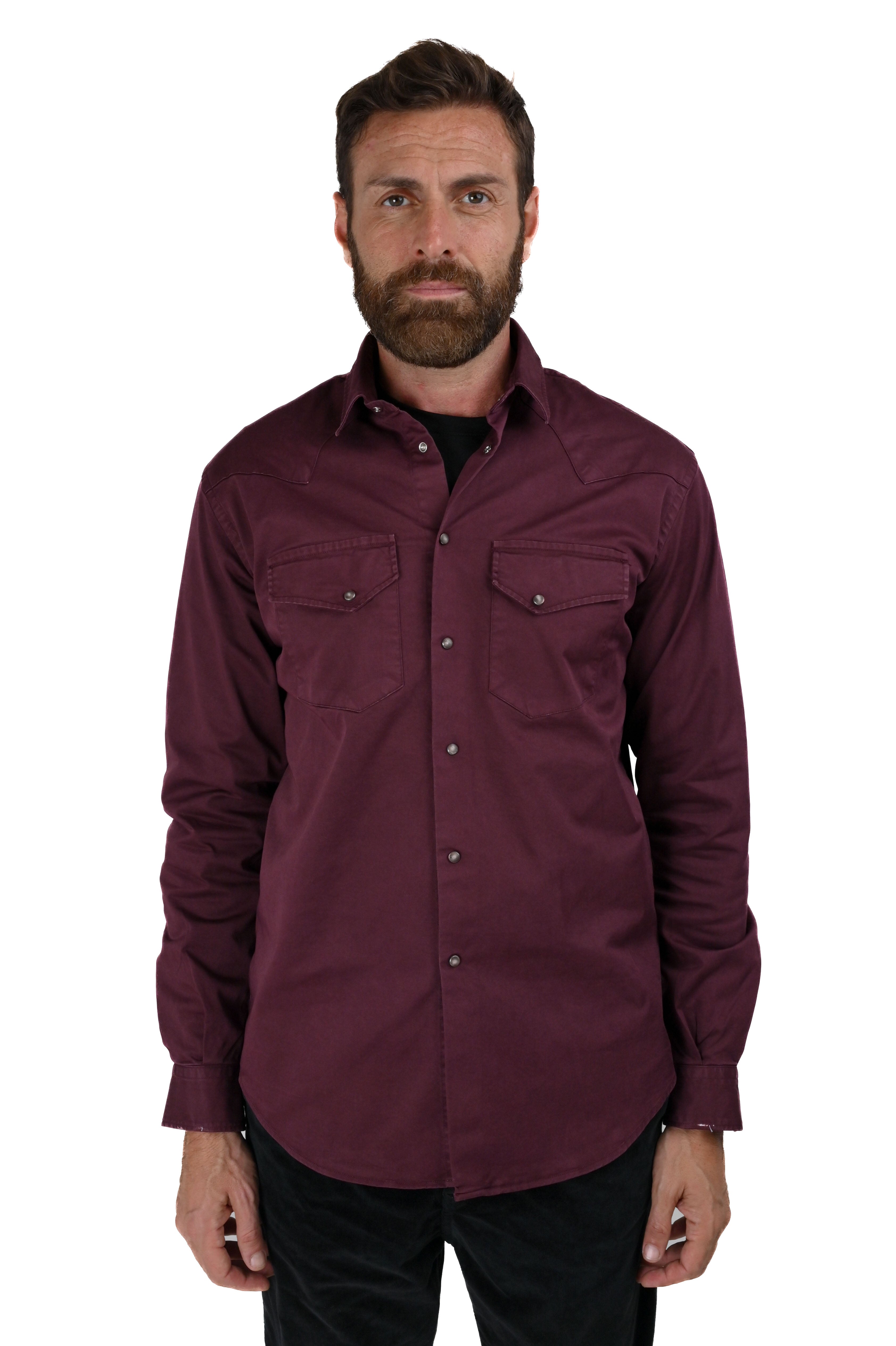 Camicia in cotone regular Spy Bull bordeaux FW24/25