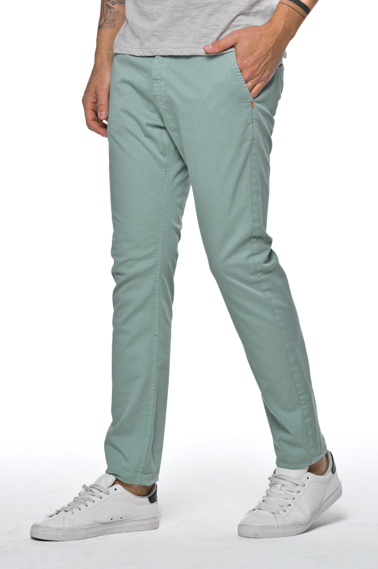 Kinos Slim Cotton Trousers Aqua Green SS25