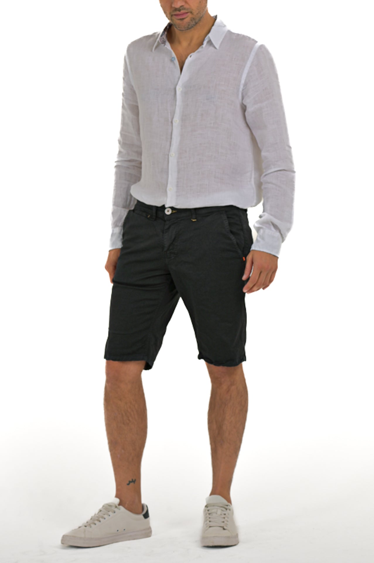 Bermuda in cotton slim Cristian Raso Black SS25