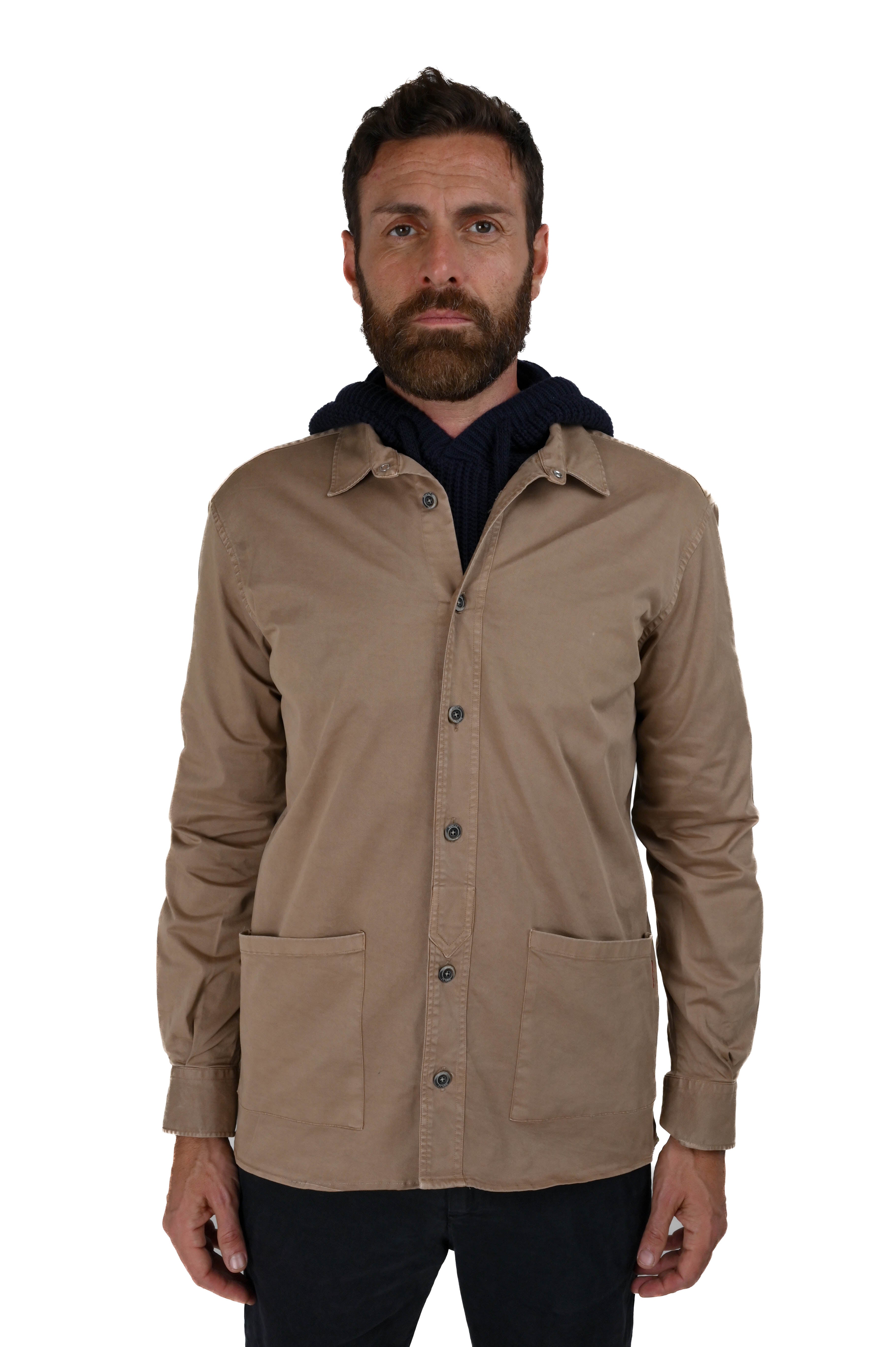 Sun Bull beige regular cotton shirt FW24/25