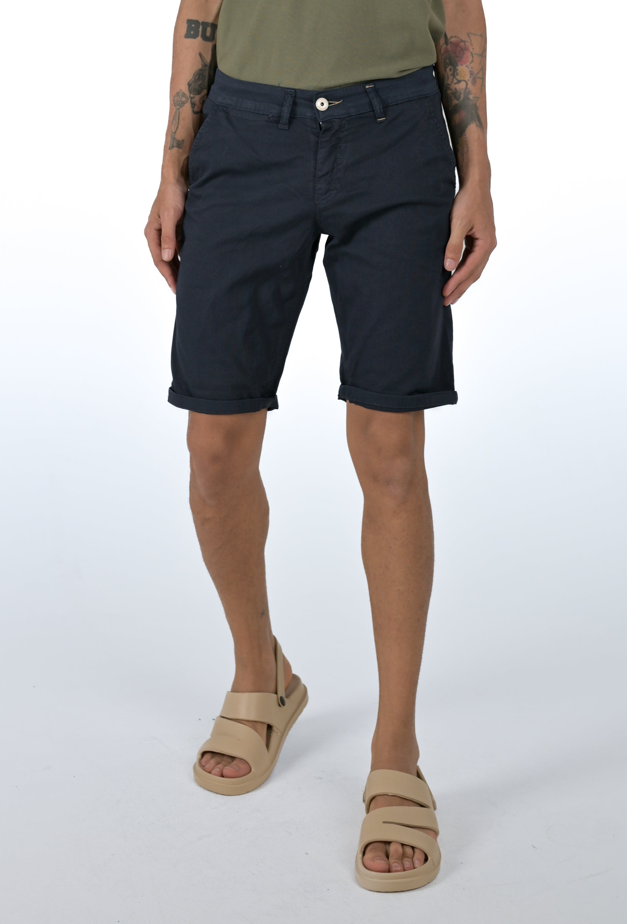 Cristian Maldive Beige SS25 slim cotton Bermuda shorts