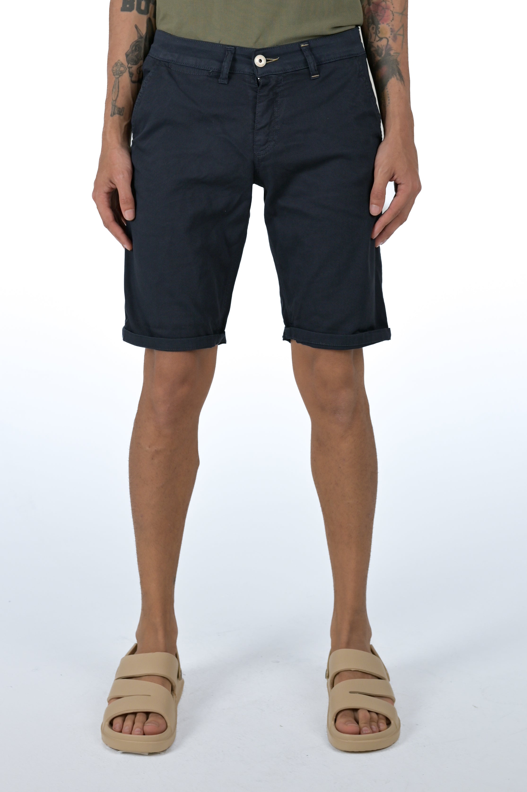 Cristian Maldive Beige SS25 slim cotton Bermuda shorts
