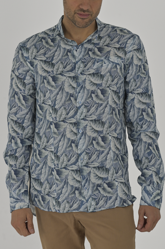 Camicia uomo con collo coreano lino PE 4523-DANDY ROCK - Displaj