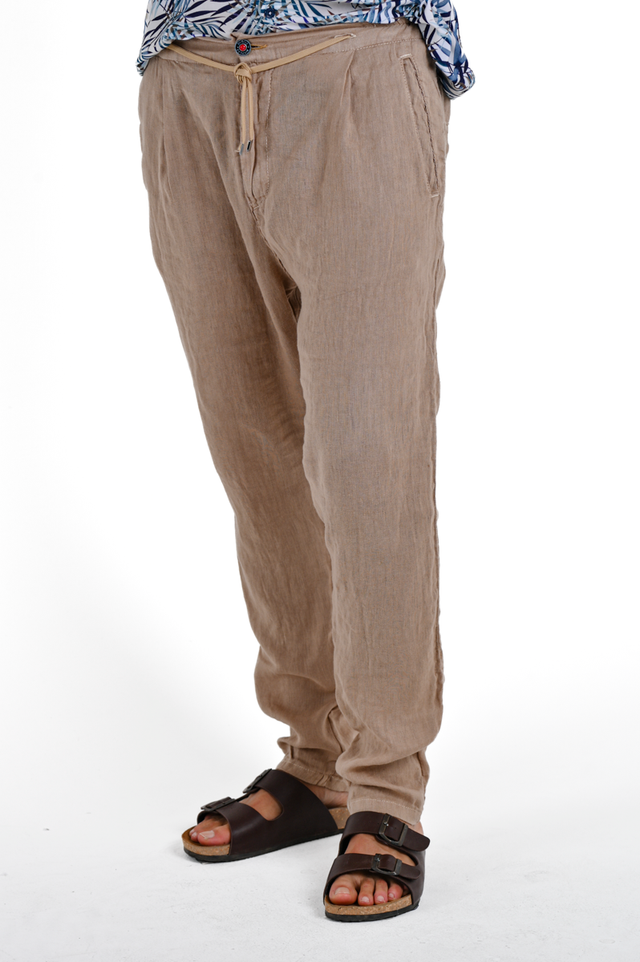Pantaloni tapered Roby Lino Beige SS24