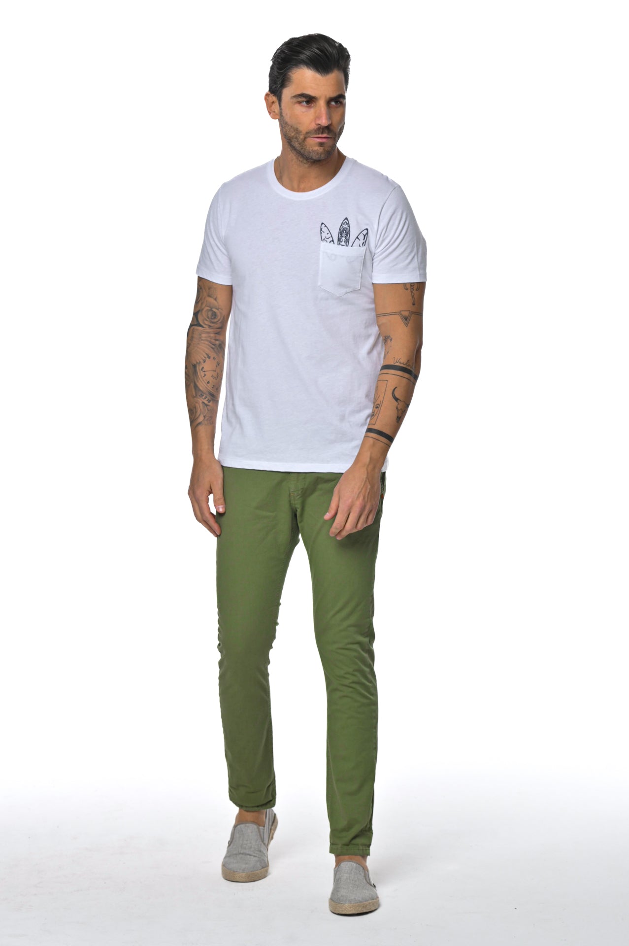 Pantaloni in cotone slim Kinos Verde Pera SS26