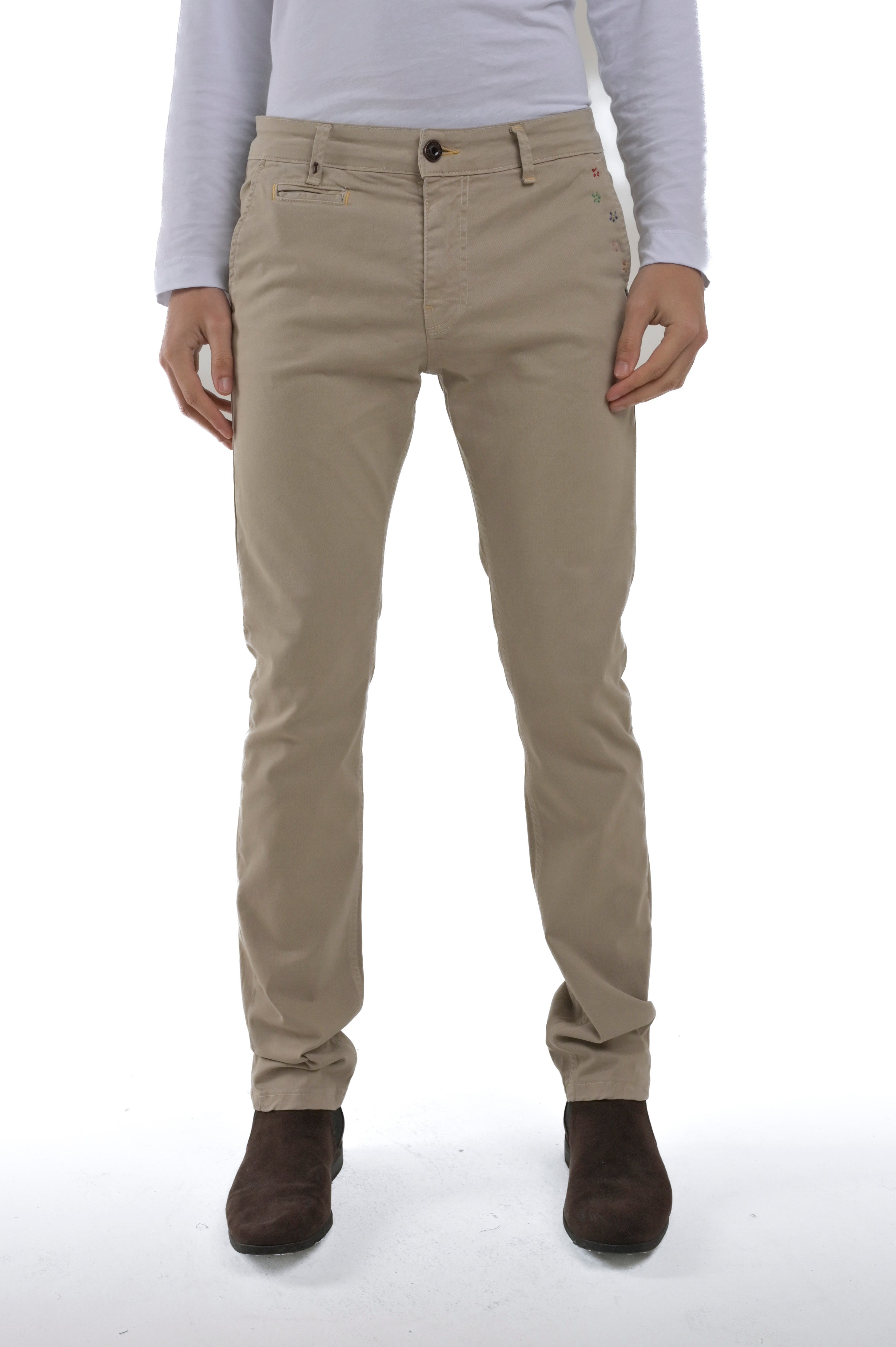 Pantaloni in cotone slim Kinos Ricamo FW24/25
