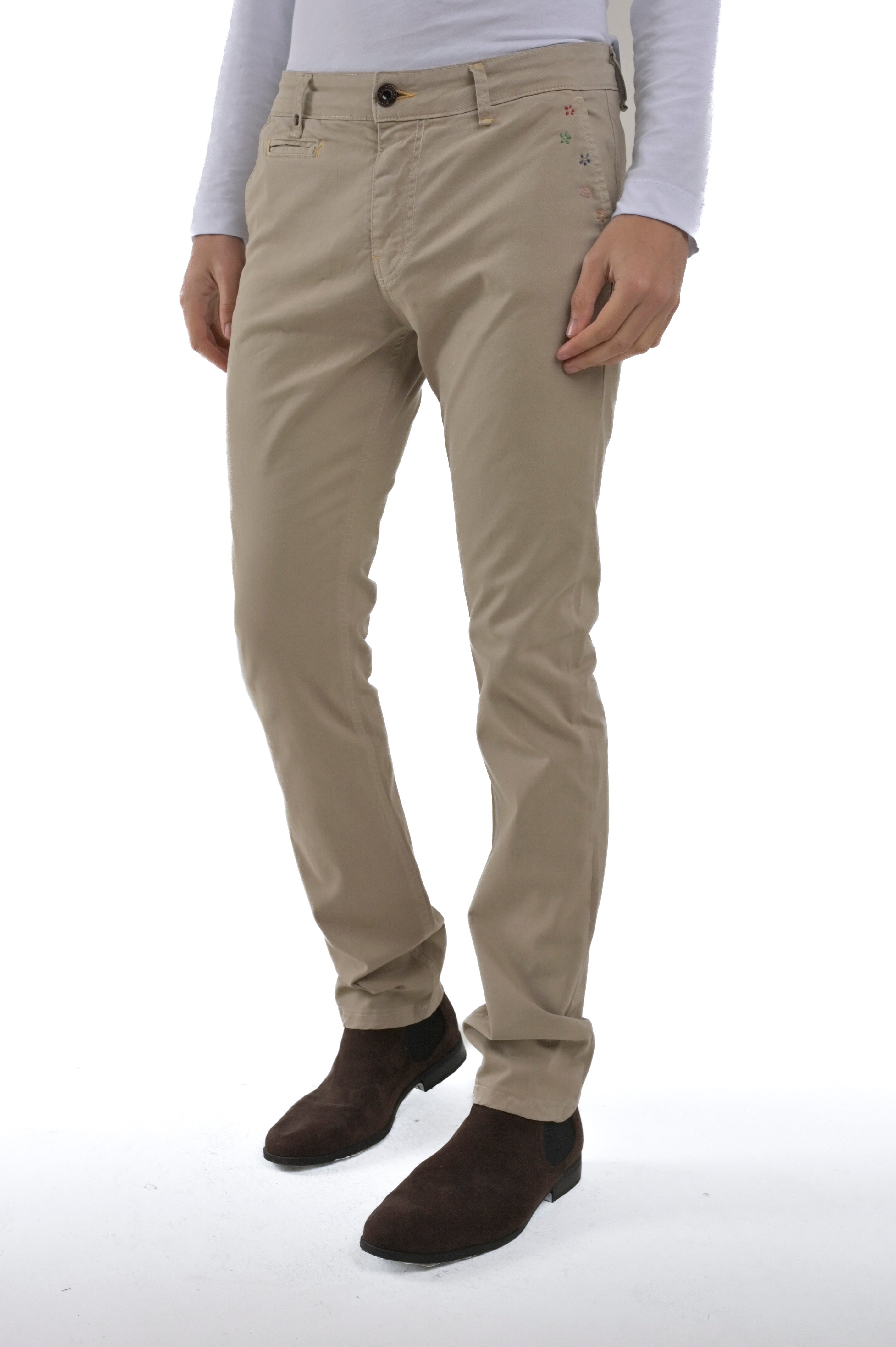 Pantaloni in cotone slim Kinos Ricamo FW24/25