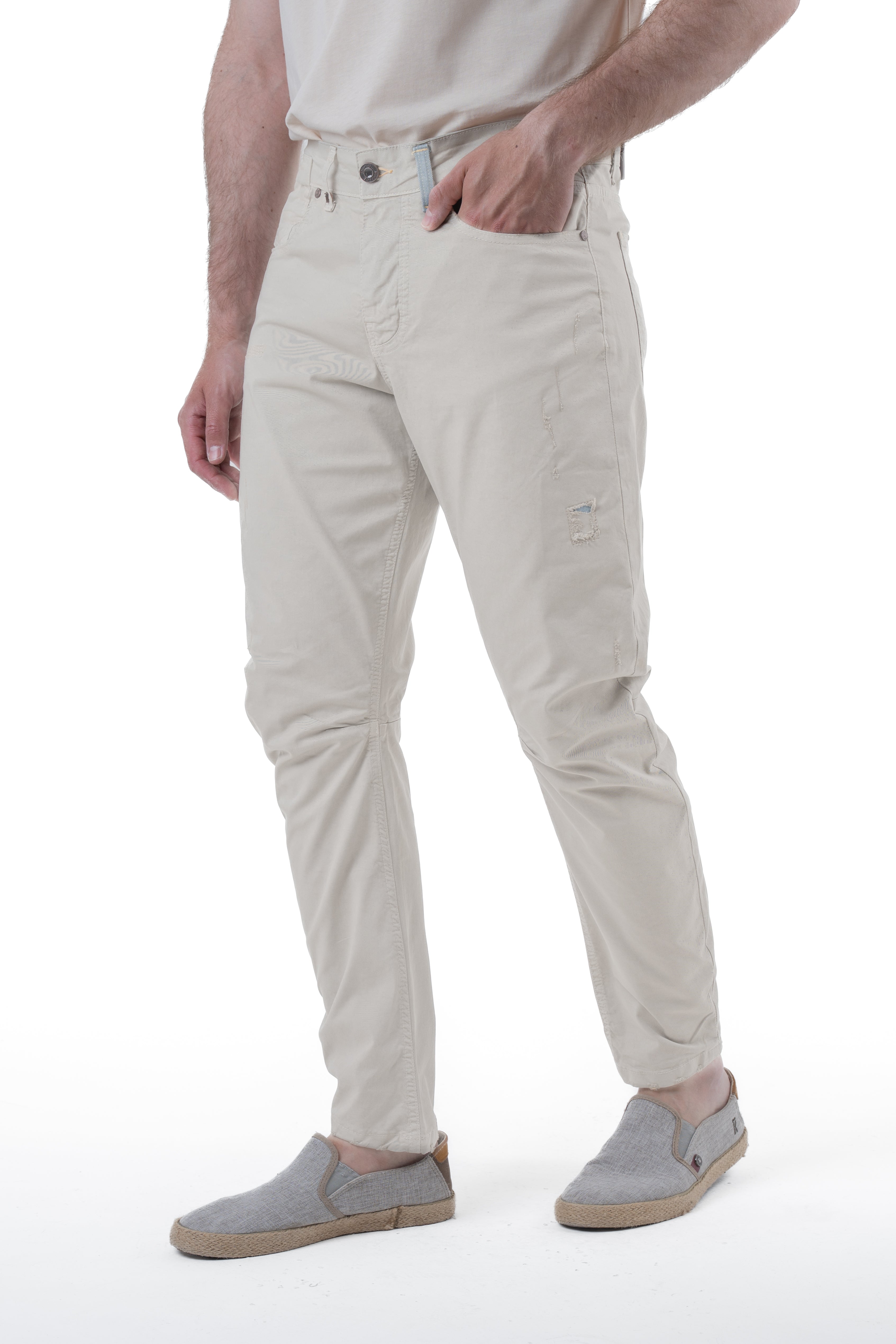 Kron AM3 beige tapered cotton trousers SS24