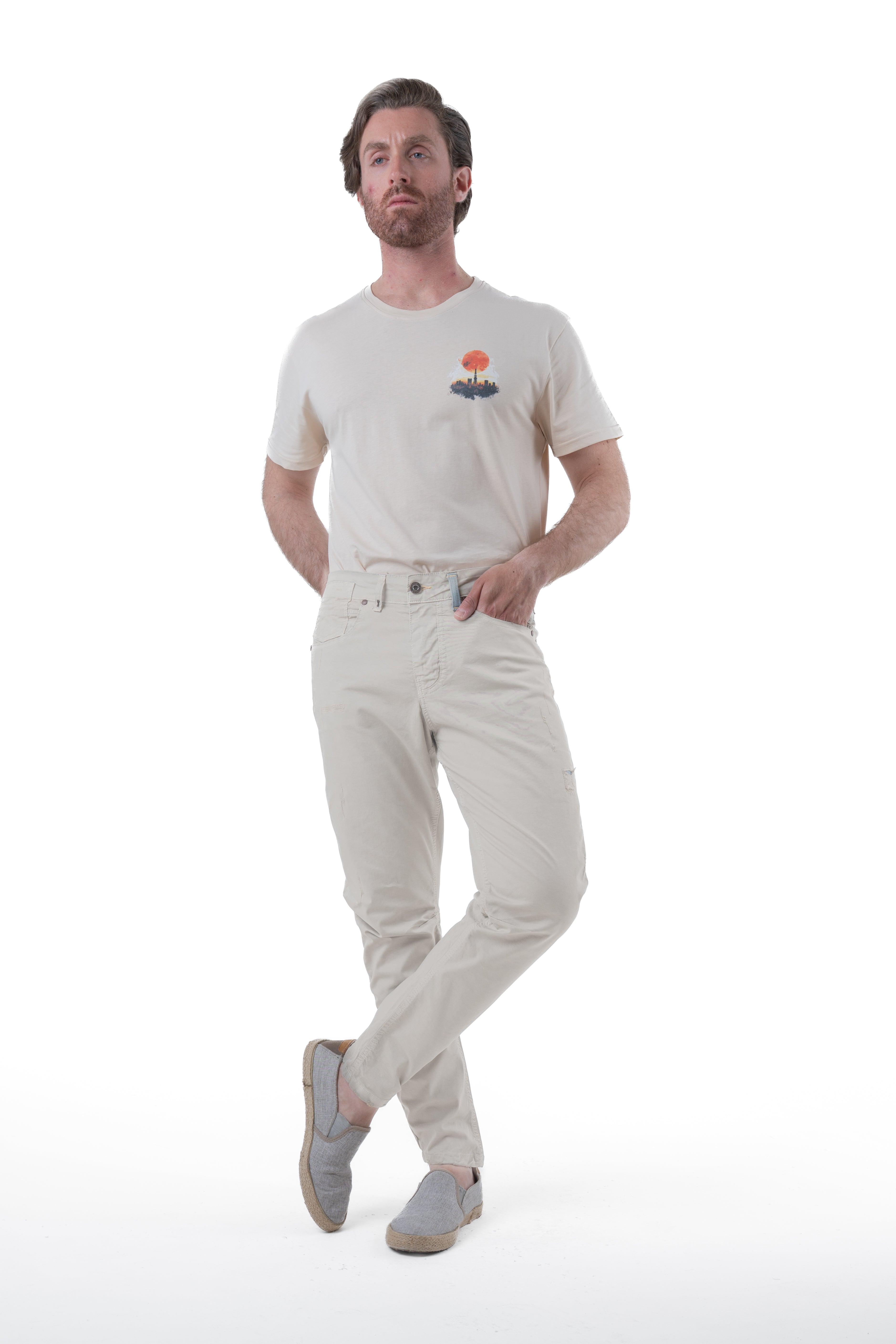 Kron AM3 beige tapered cotton trousers SS24