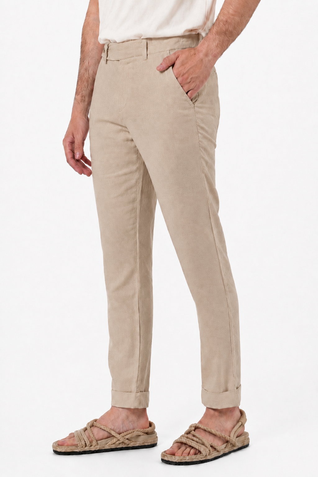 Pantaloni Classici slim Racket Lino beige SS26