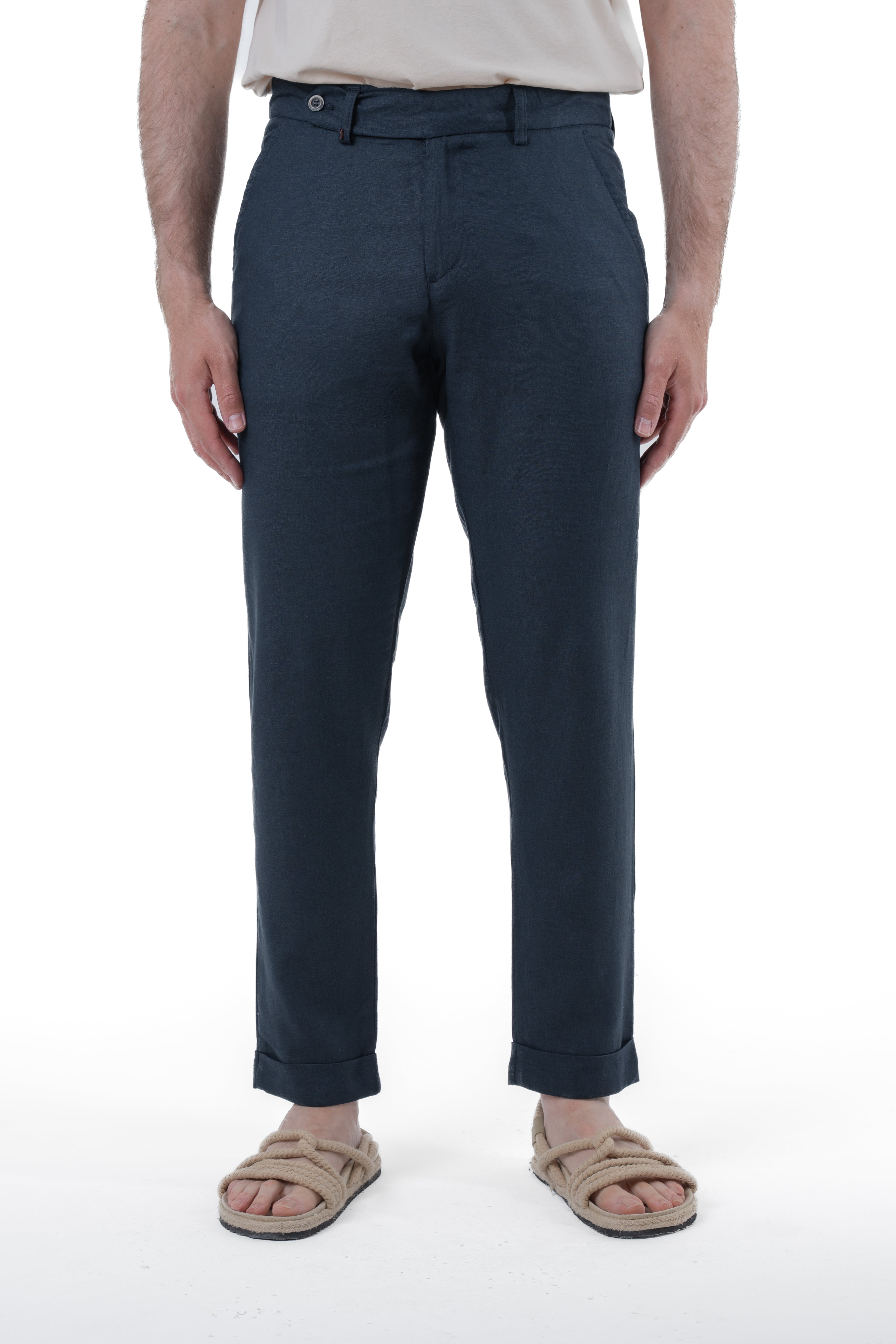 Pantaloni Classici slim Racket Lino blu SS26