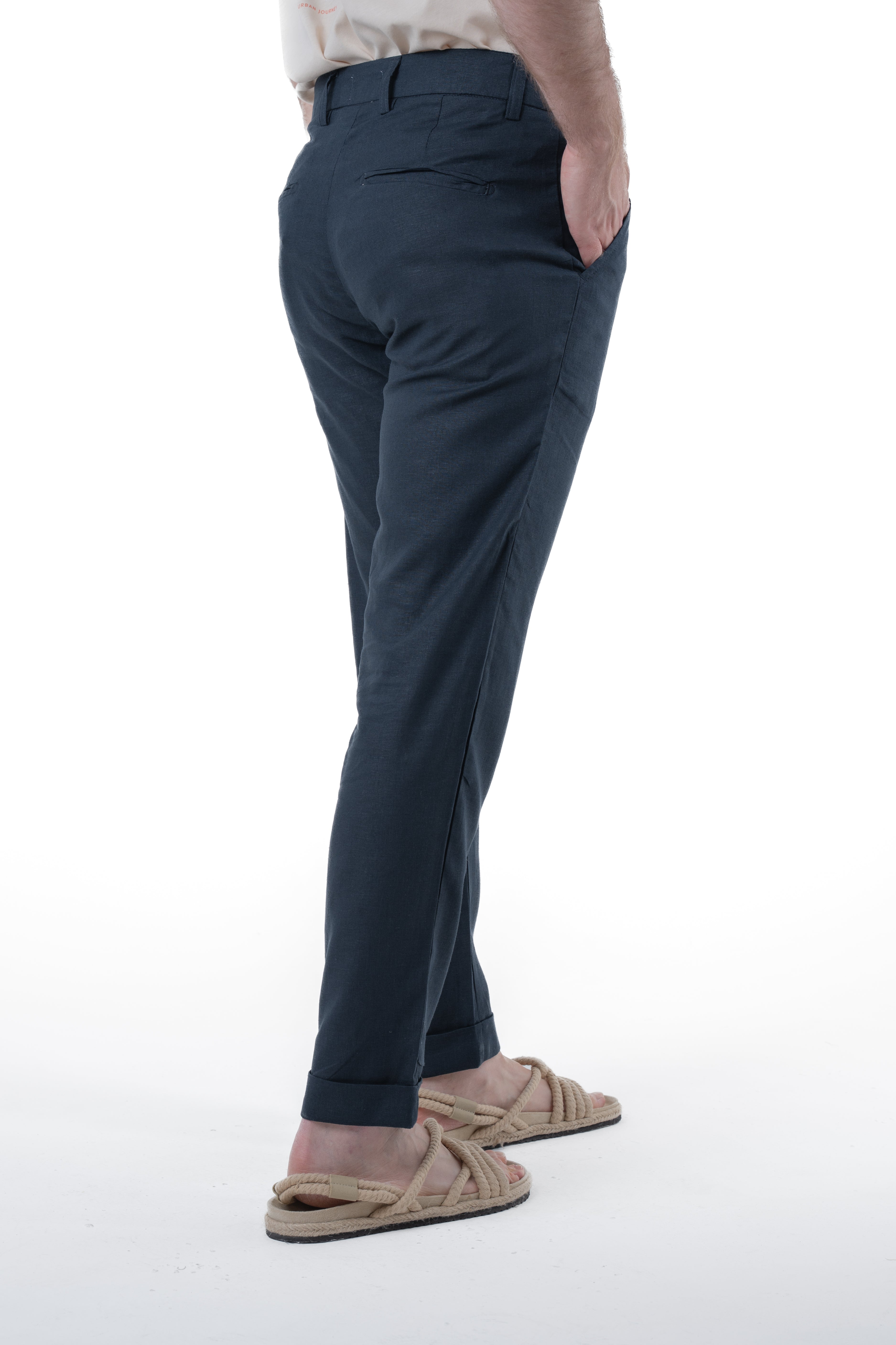 Pantaloni Classici slim Racket Lino blu SS26