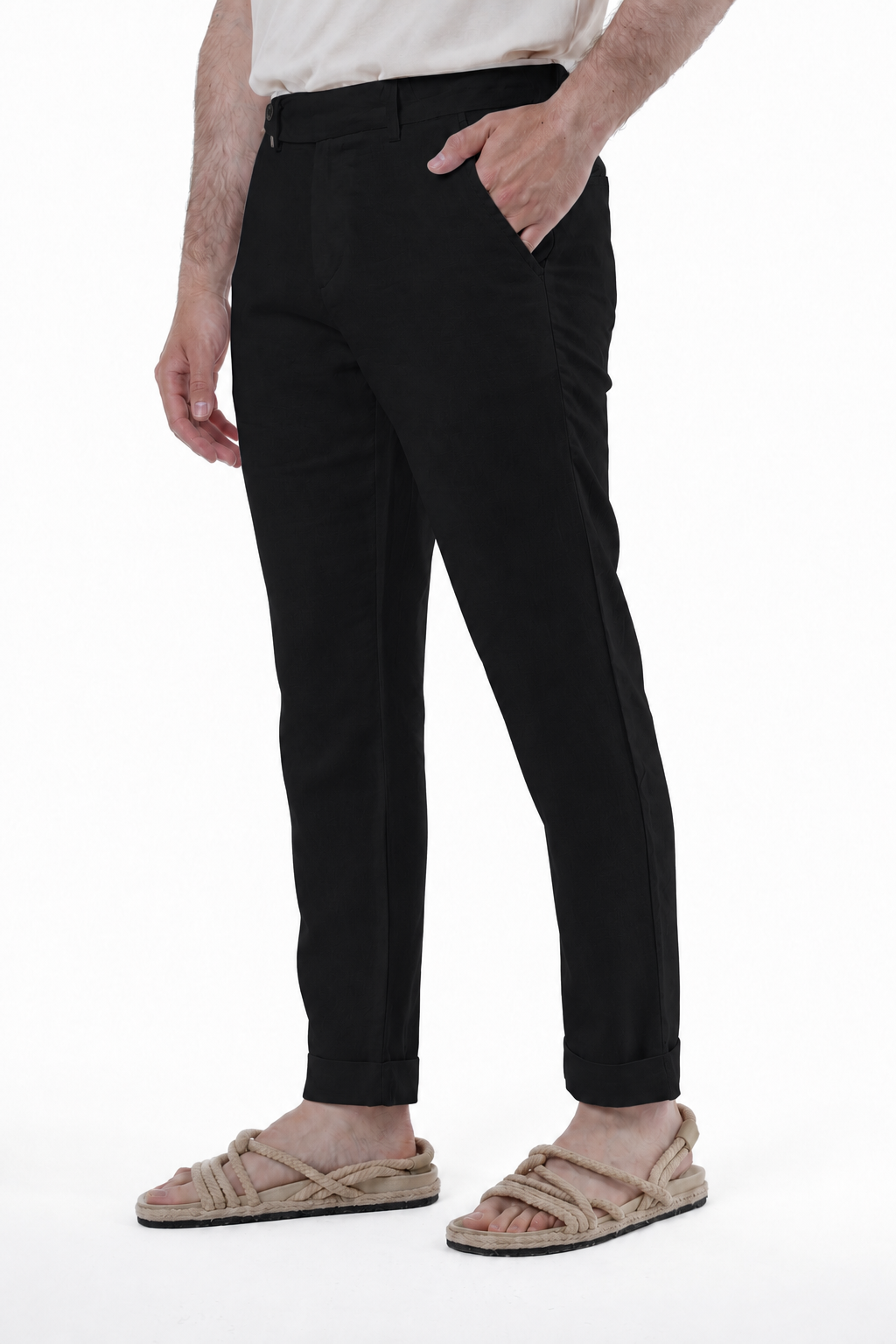 Pantaloni Classici slim Racket Lino nero SS26