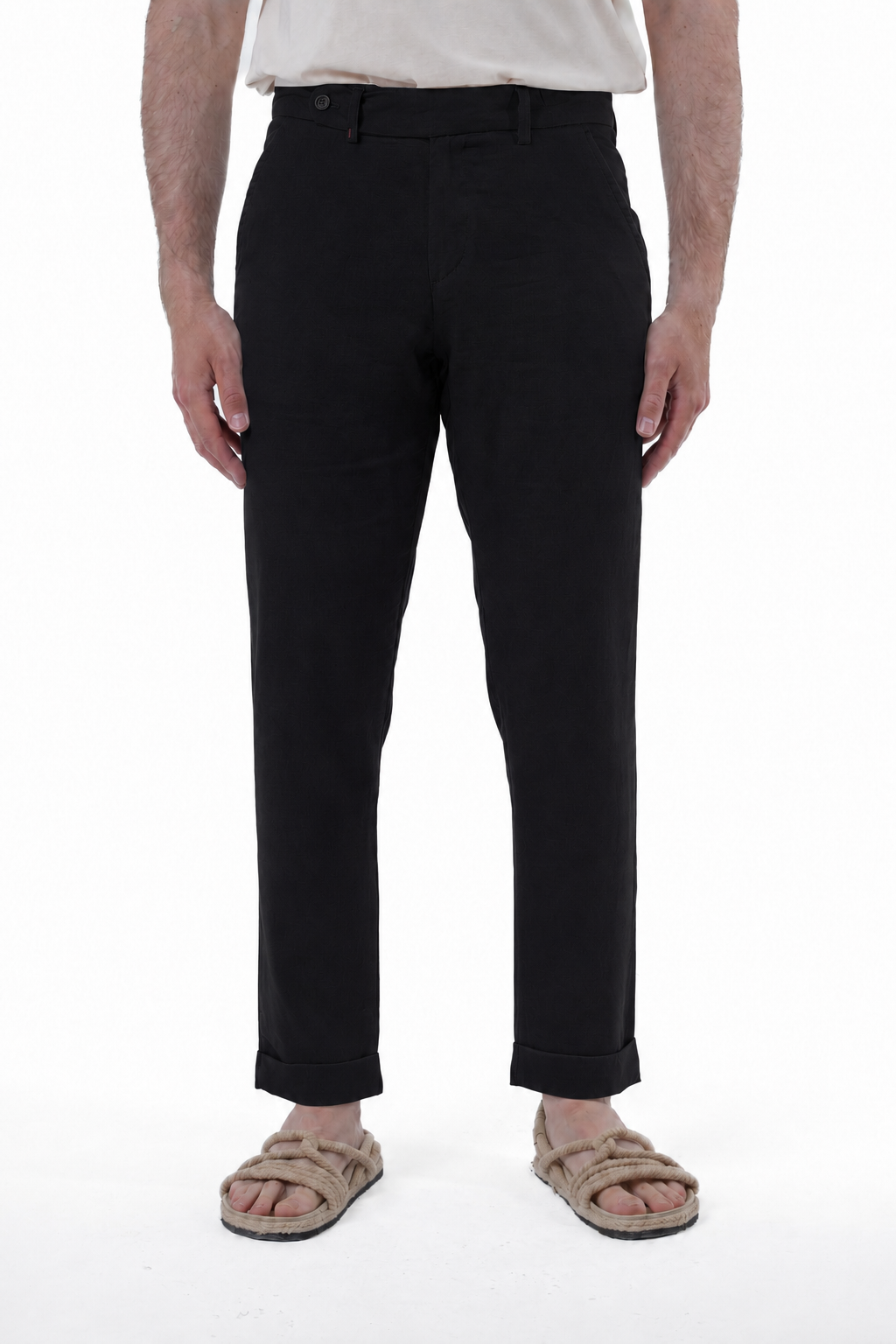 Pantaloni Classici slim Racket Lino nero SS26