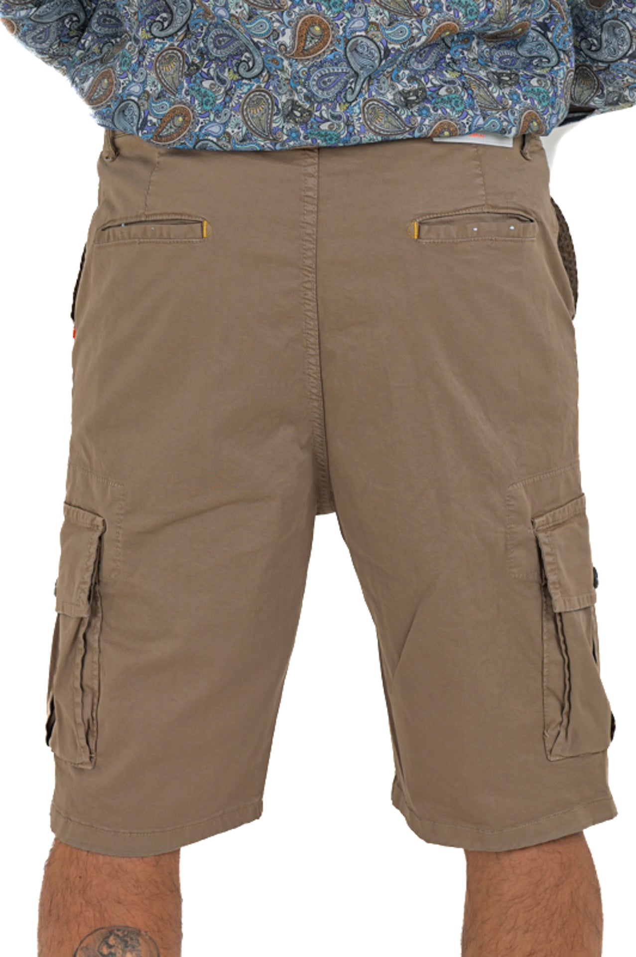 Loose Mask Green Cotton Bermuda Shorts