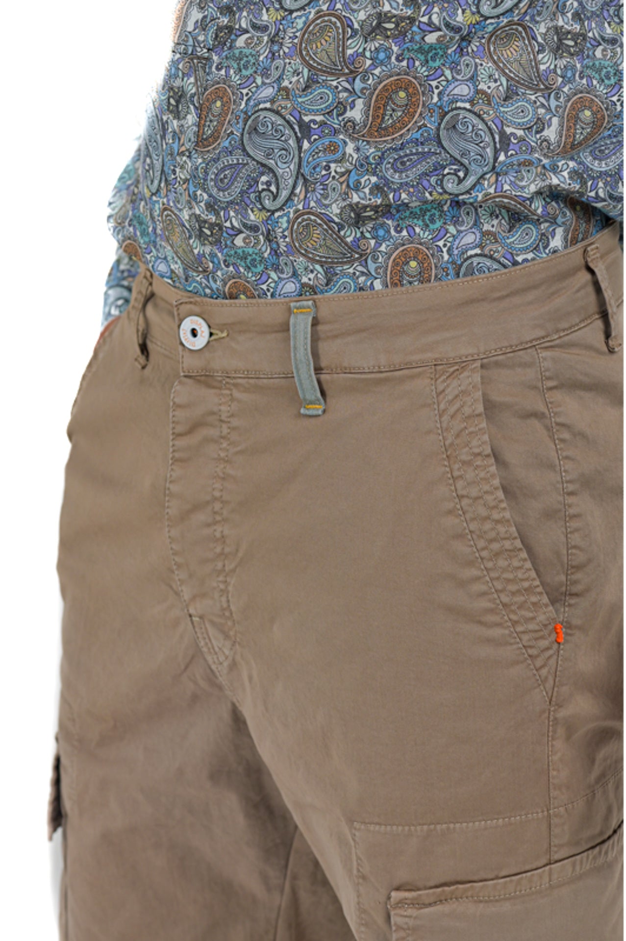 Loose Mask Green Cotton Bermuda Shorts