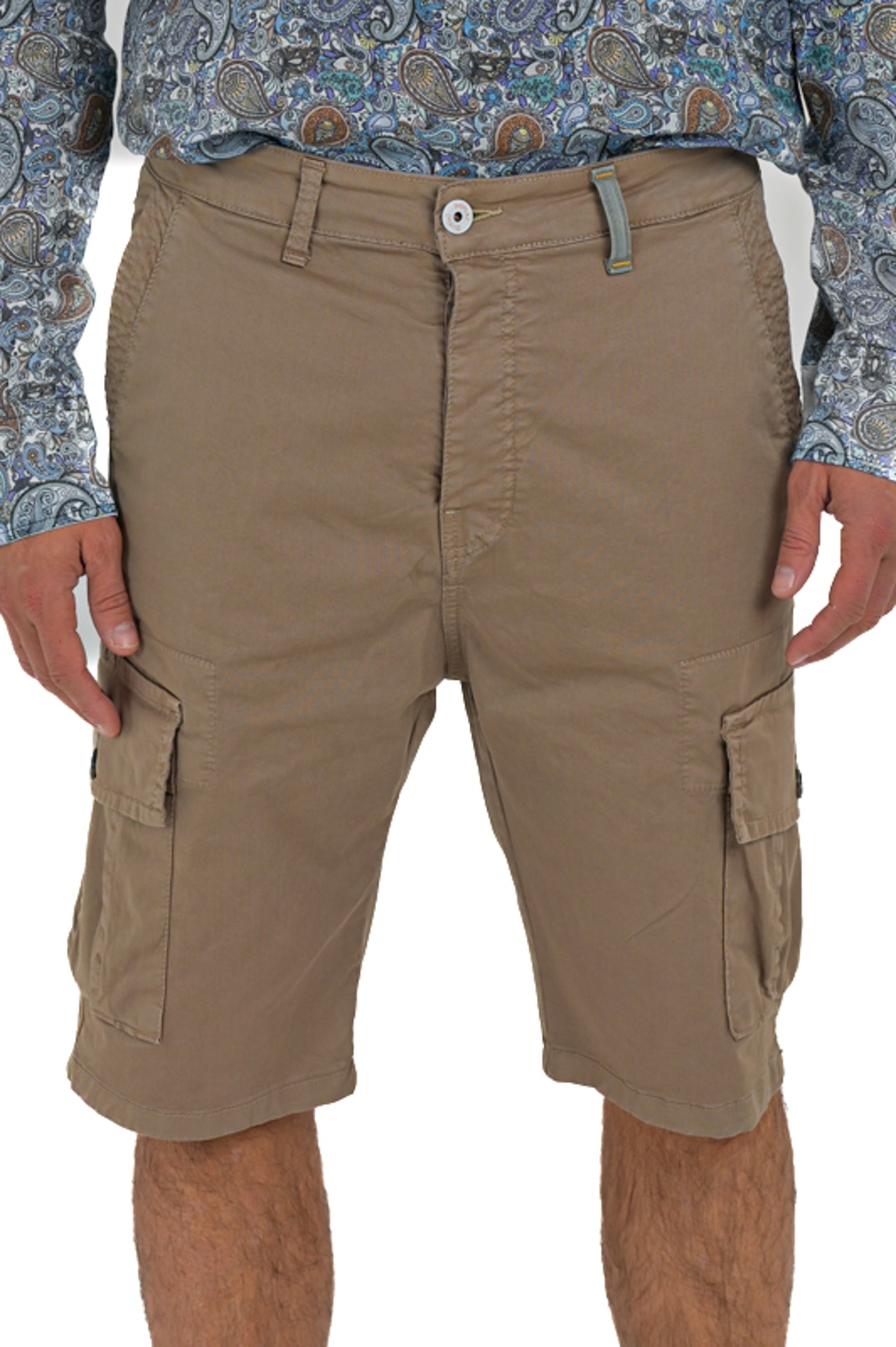 Loose Mask Green Cotton Bermuda Shorts