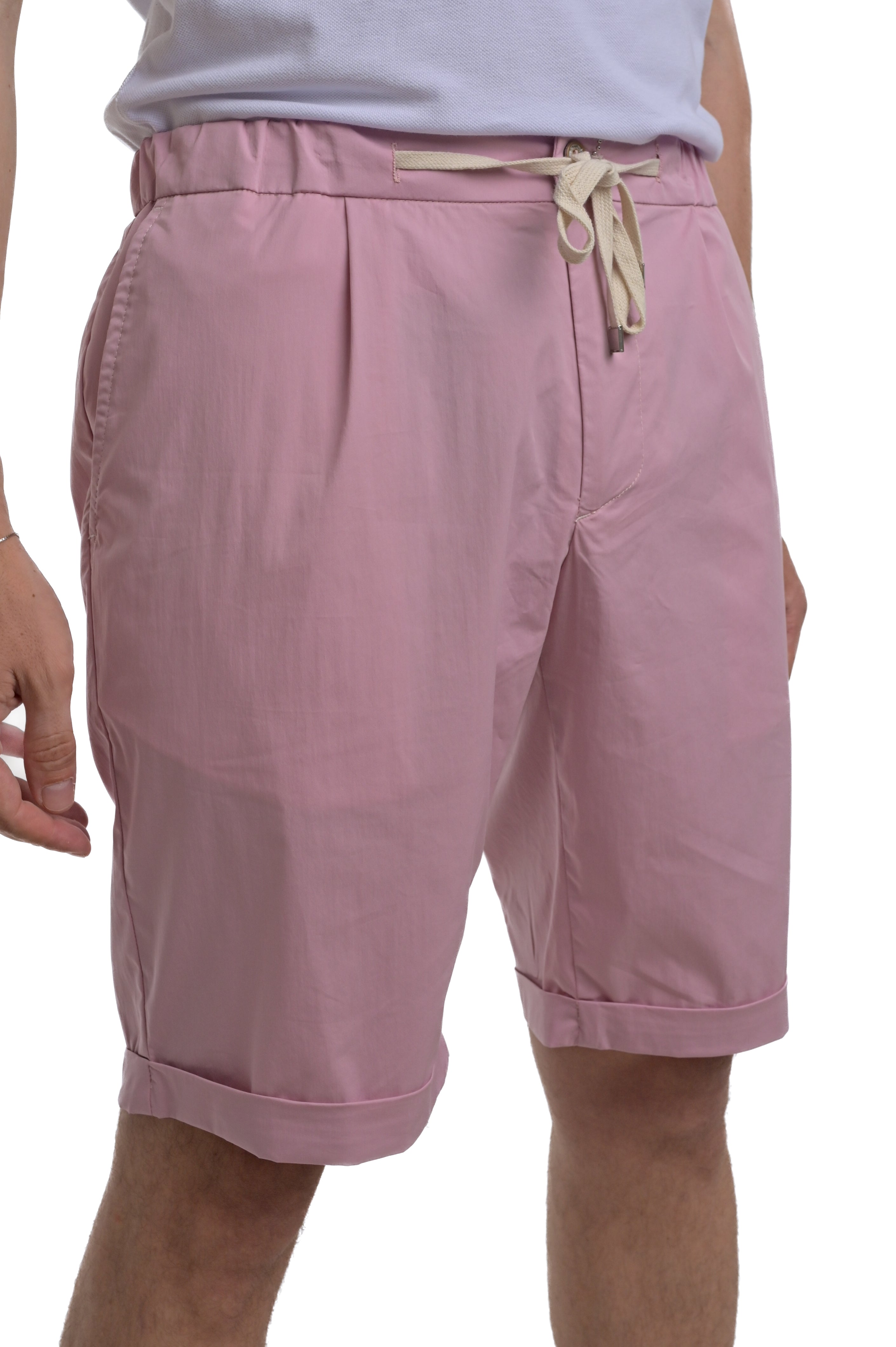 Bermuda in cotone slim Split Ciondolo rosa SS25