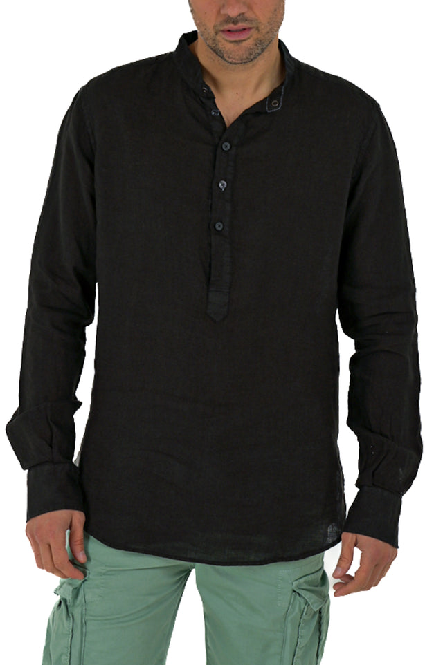 Camicia in lino regular Paul Lino Nero SS24