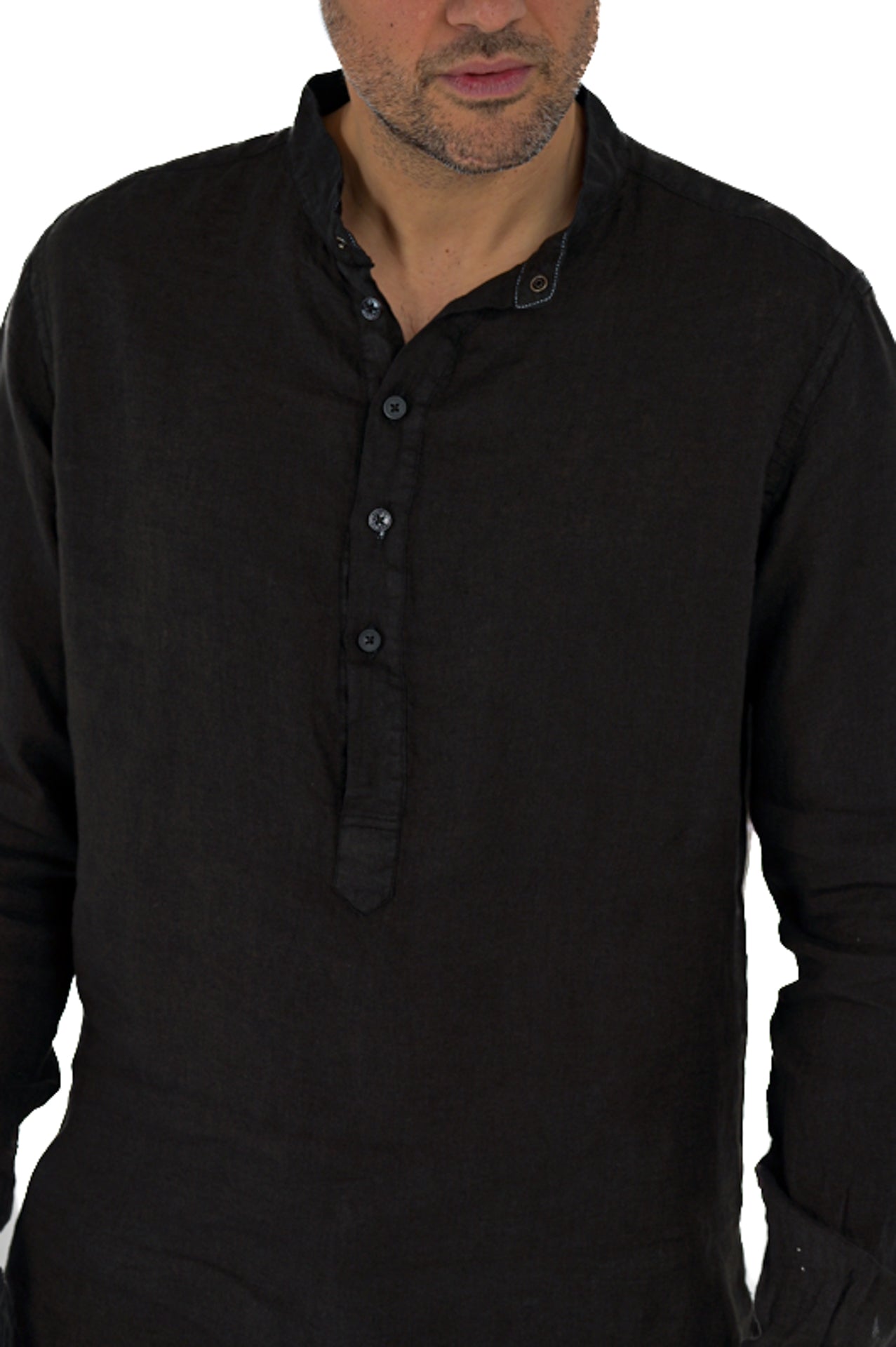 Paul Lino Black Regular Linen Shirt SS25