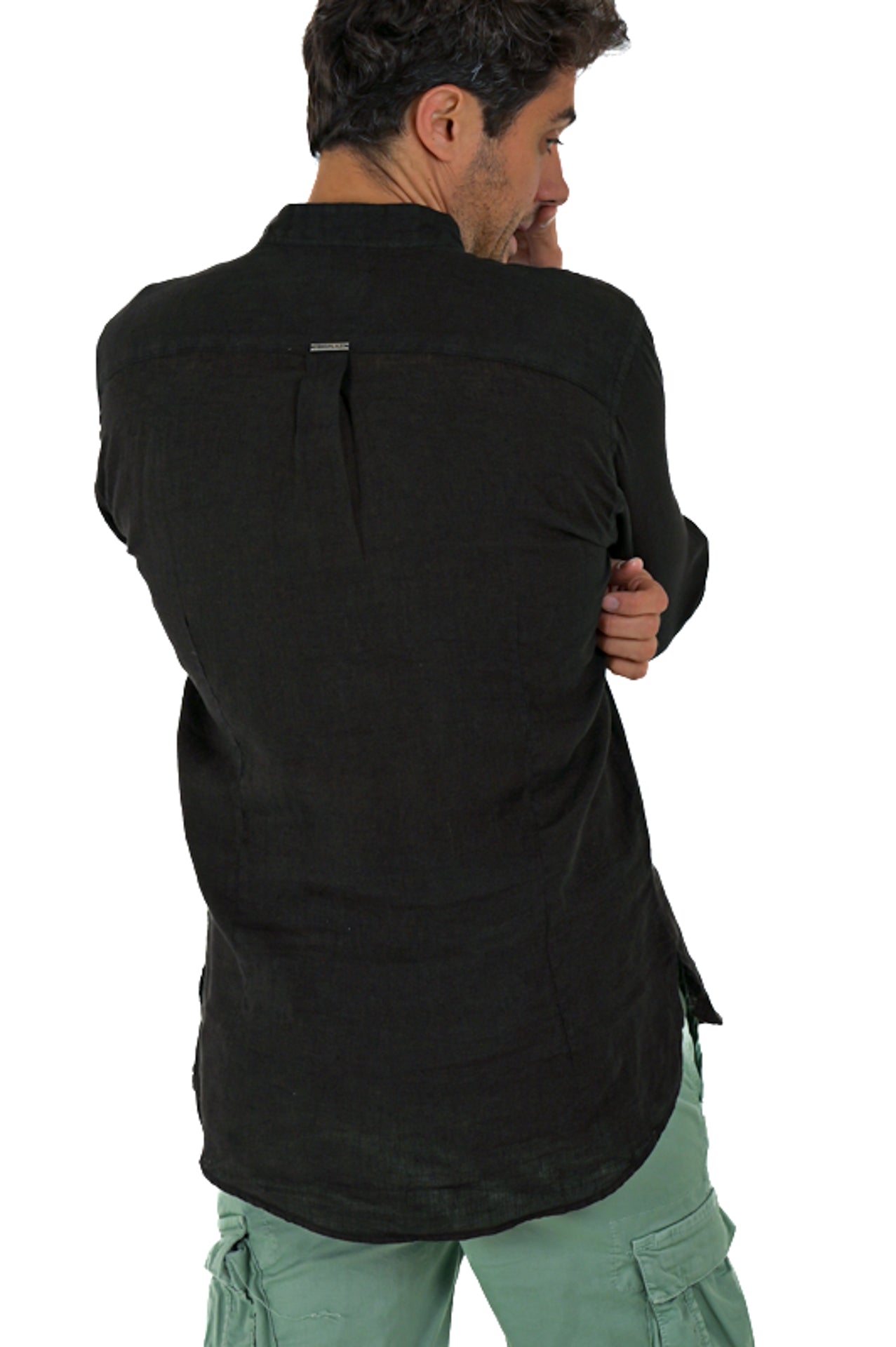 Paul Lino Black Regular Linen Shirt SS25