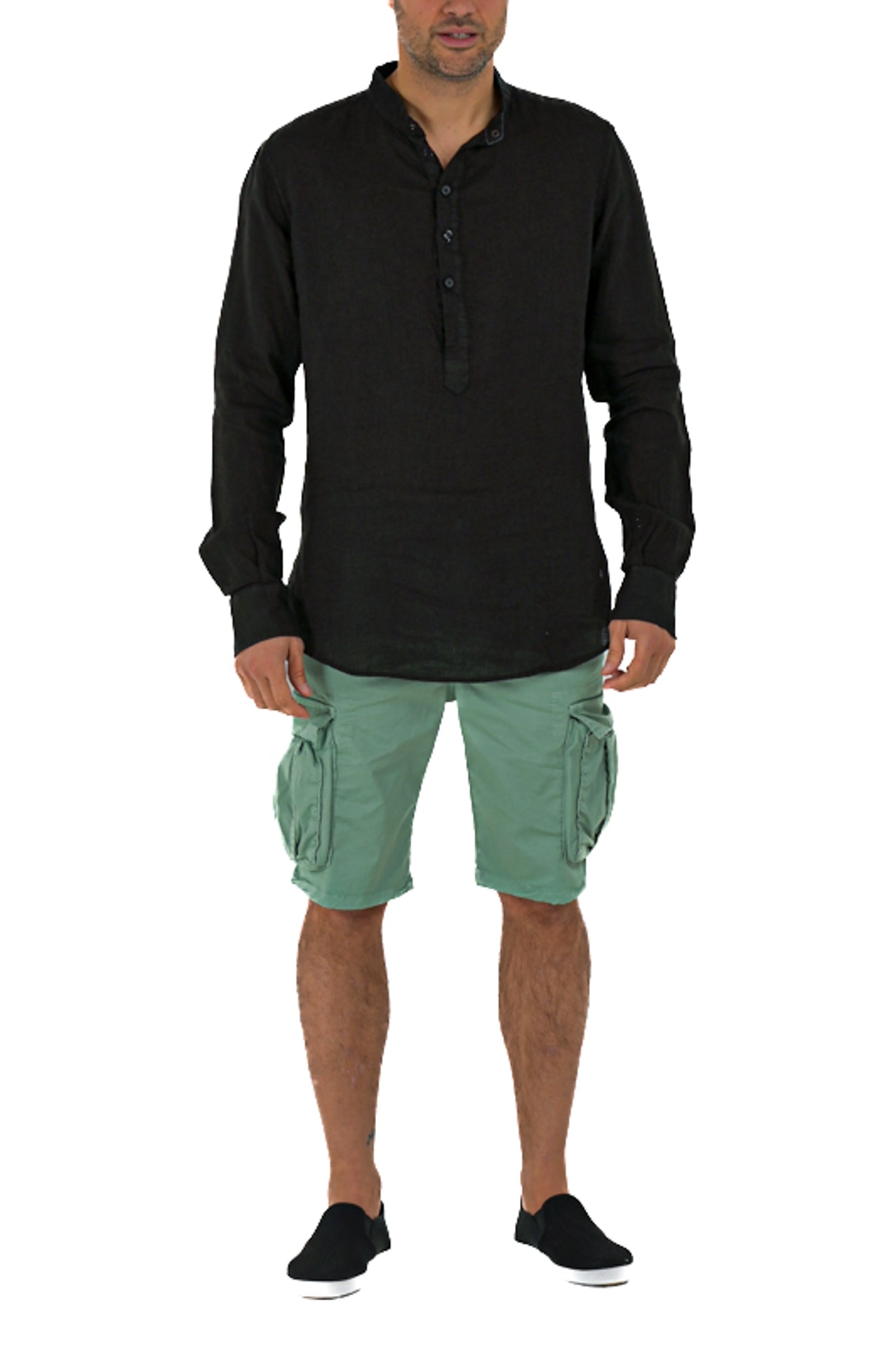 Paul Lino Black Regular Linen Shirt SS25