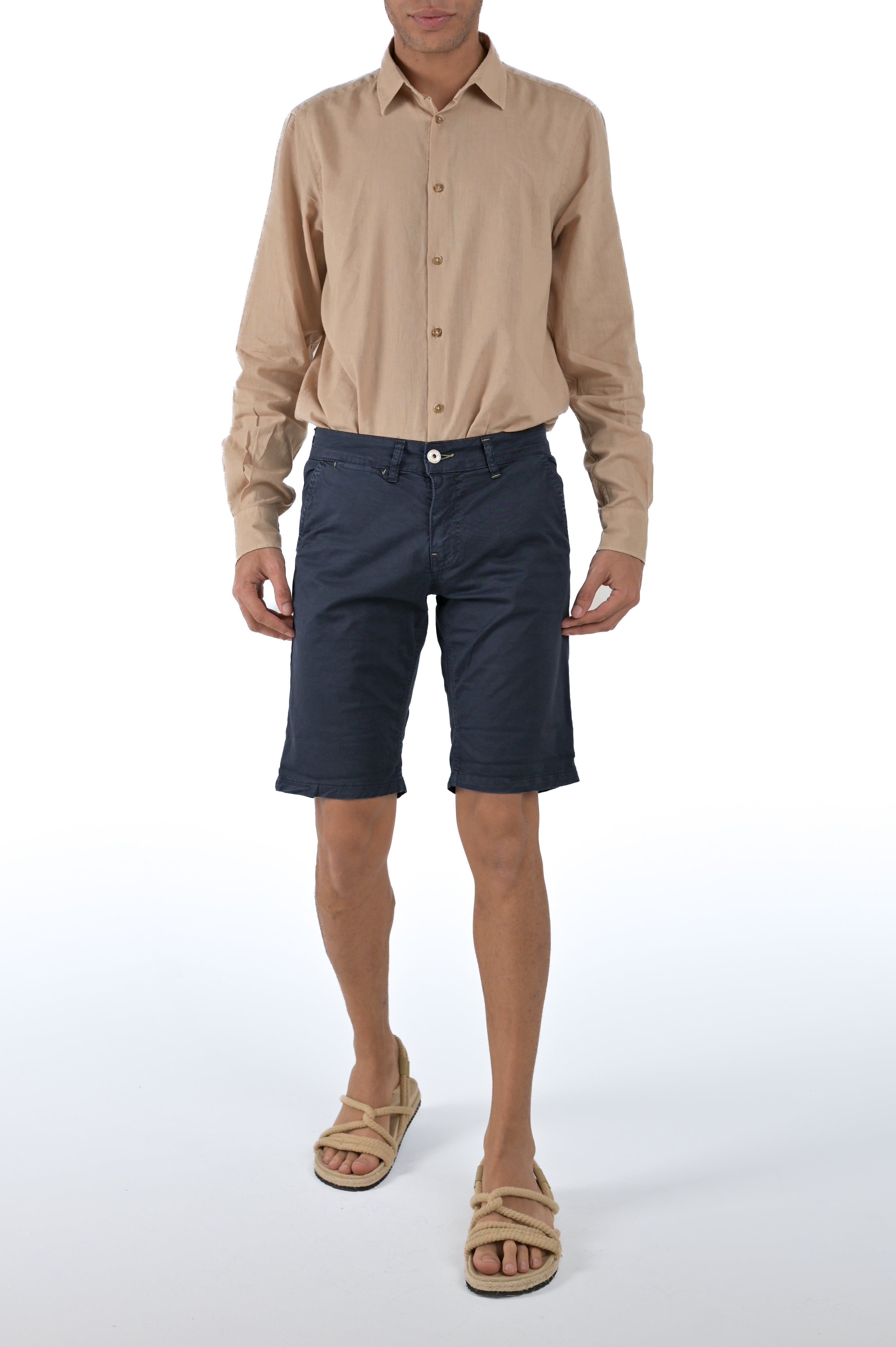 Bermuda in cotton slim Cristian Raso Blu SS25