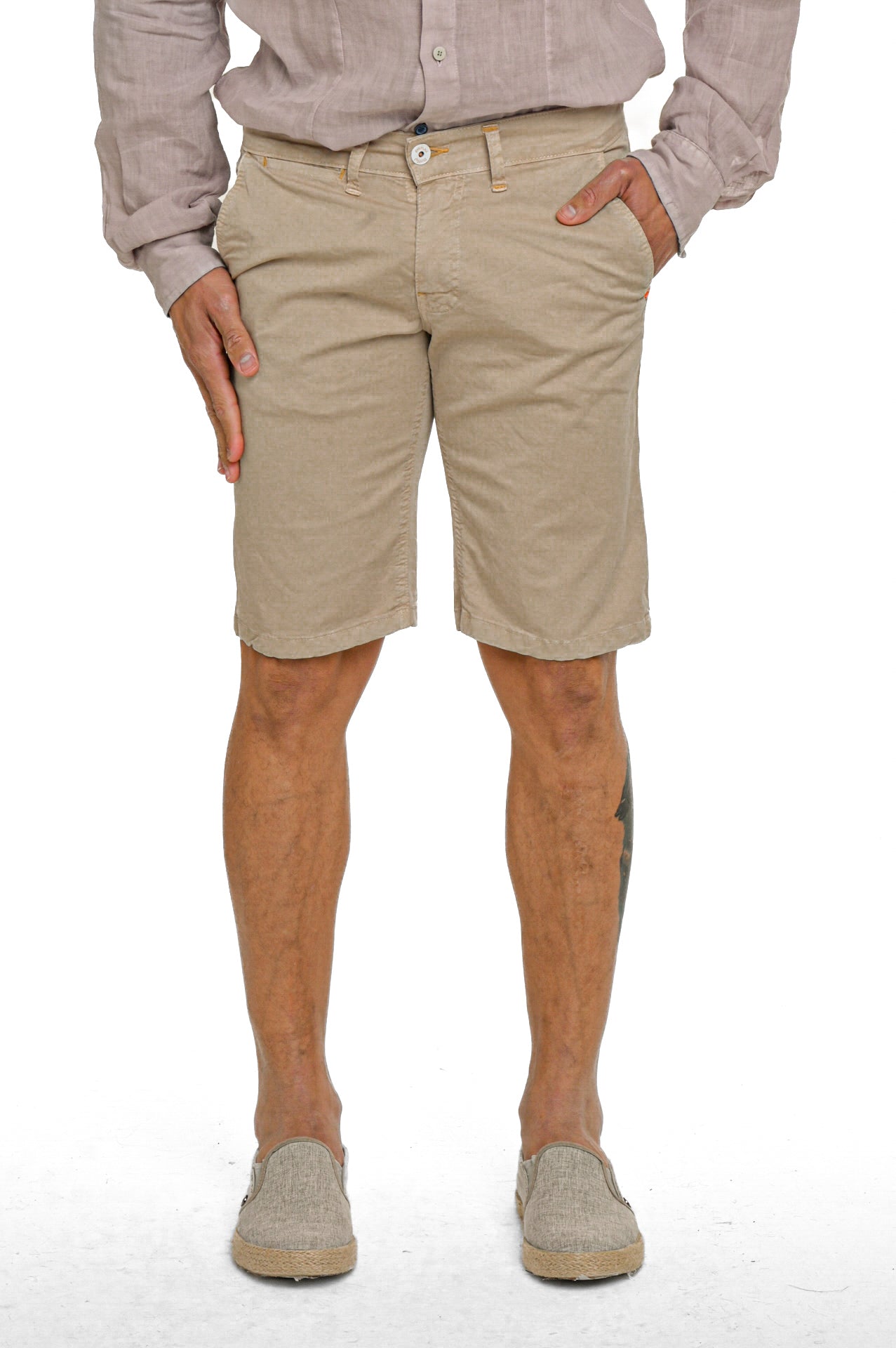 Martin Beige SS25 slim cotton Bermuda shorts