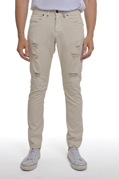 New London Rotture CT100 Cream Slim Cotton Trousers SS25