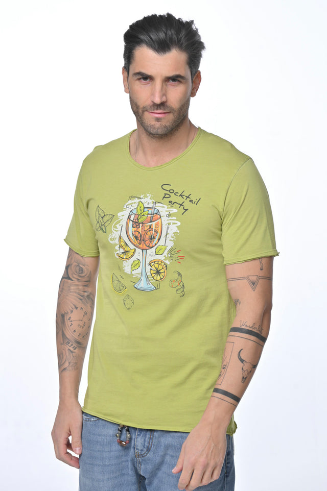 T-shirt pistacchio con stampa DPE 2307 - Displaj